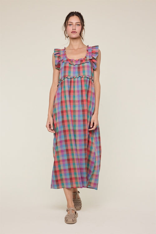 Maren Plaid Midi Dress