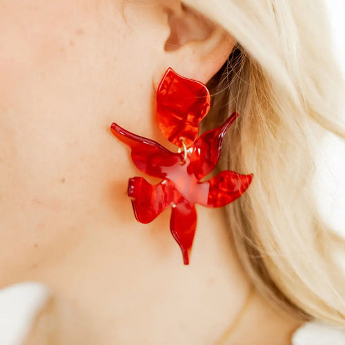 Flora Statement Pearlized Red Earrings