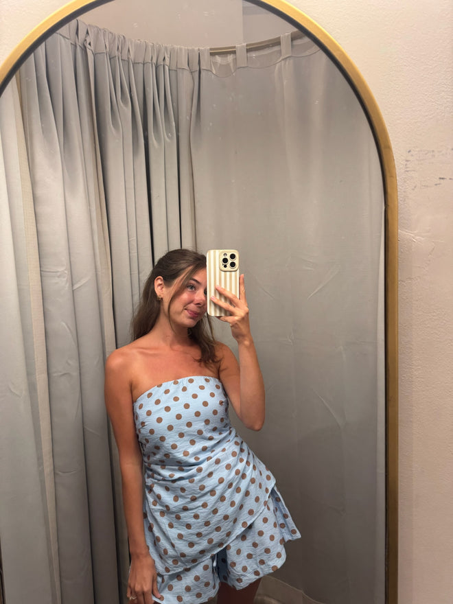 Polka Dot Strapless Short Set