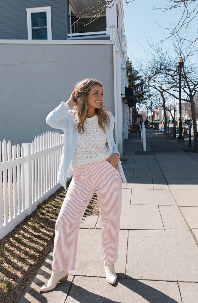 Pink Stripe Barrel Jeans