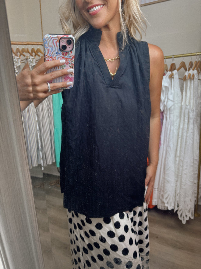 Ellery Textured Notch Neck Top