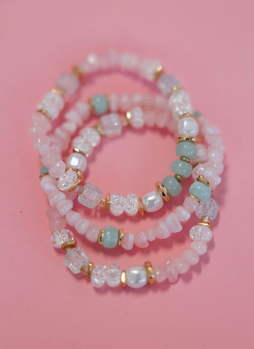 3 Row Chipped Stone Bracelet