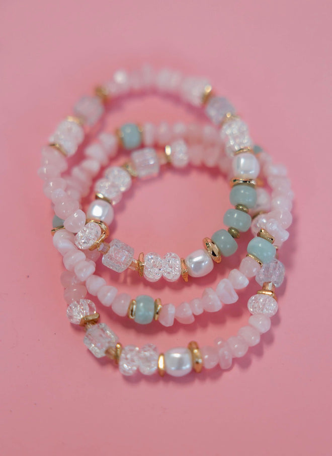 3 Row Chipped Stone Bracelet