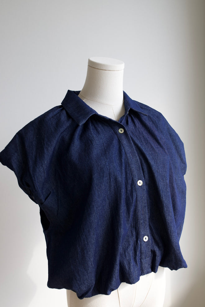 Chambray Bubble Top