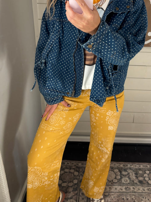 Mustard Bandana Frey Hem Denim