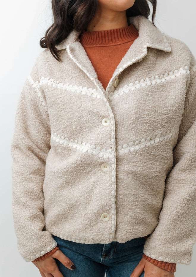 Scallop Embroidered Sherpa