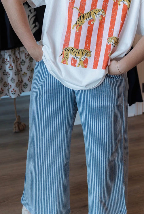 The Denim Stone Stripe Wide-Leg Pants