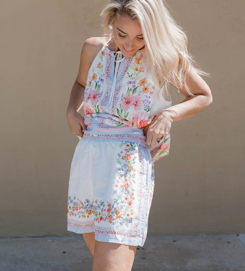 Floral Border Print Shorts
