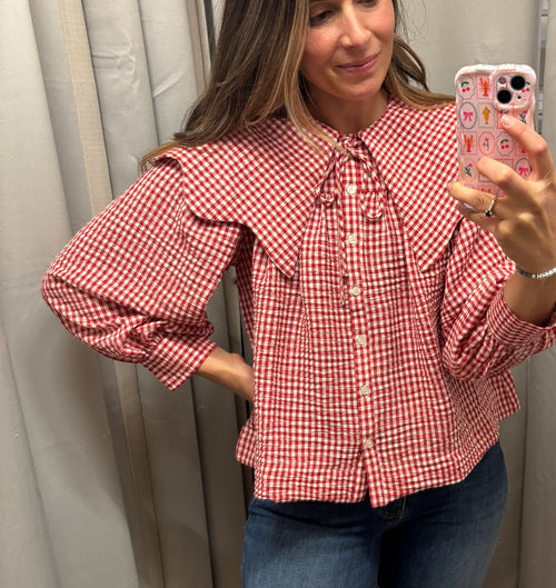 Gingham Peter Pan Top