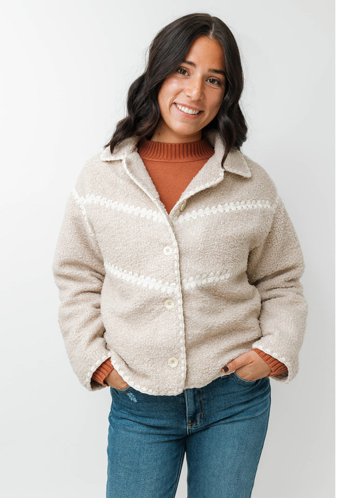 Scallop Embroidered Sherpa