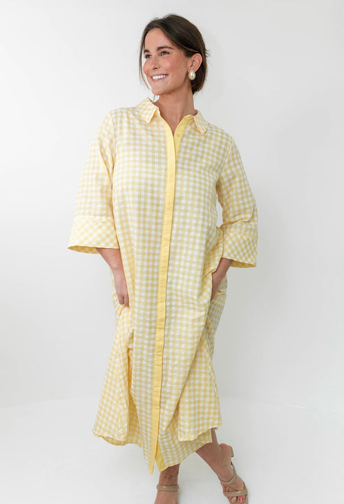 Caroline Lemon Collared Maxi