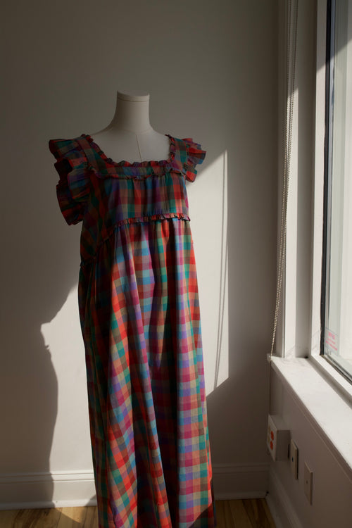 Multicolor Plaid Midi Dress