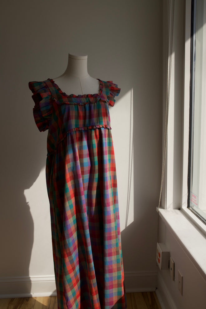 Multicolor Plaid Midi Dress