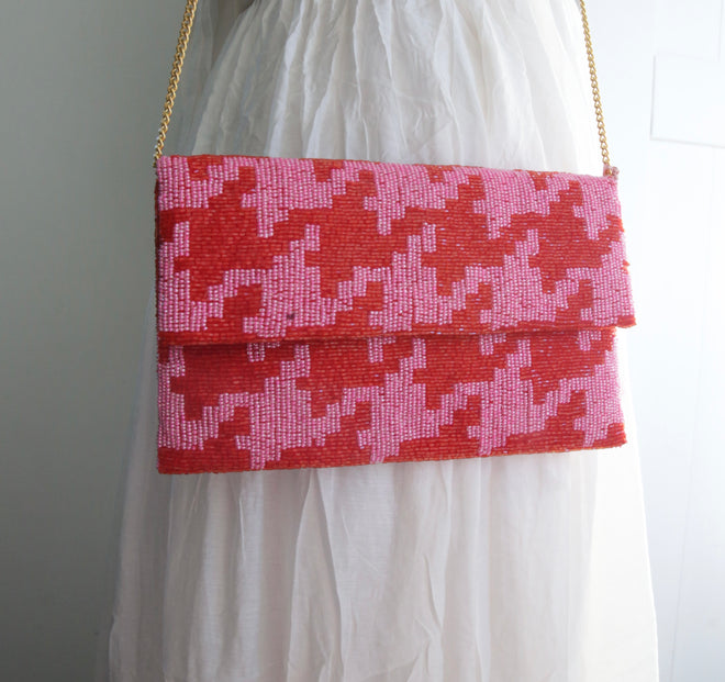 Pink Beaded Clutch