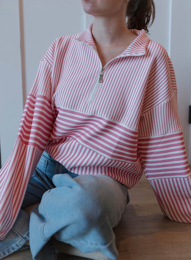 Blush Court Quarter Zip Top