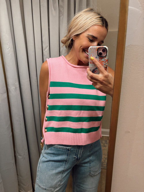 Maris Stripe Button Knit Top