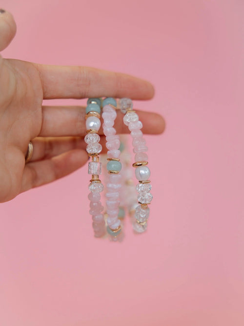 3 Row Chipped Stone Bracelet