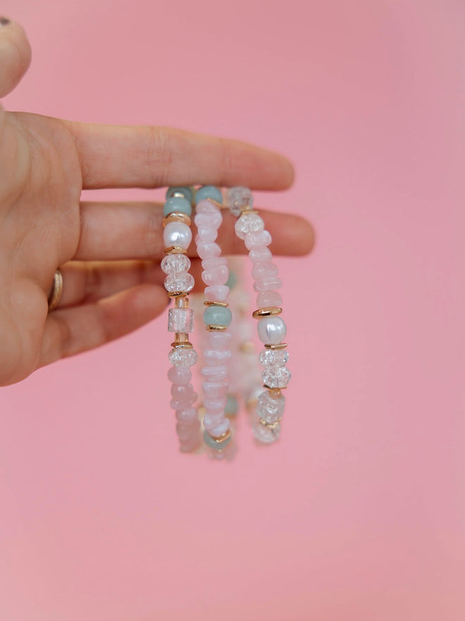 3 Row Chipped Stone Bracelet