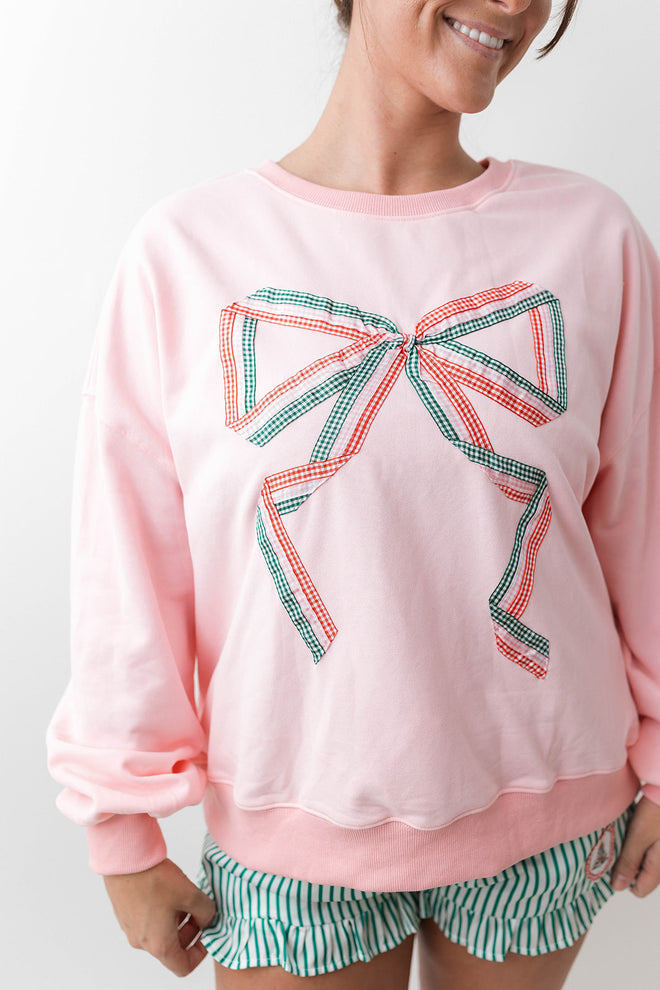 Gingham Bow Sweatshirt