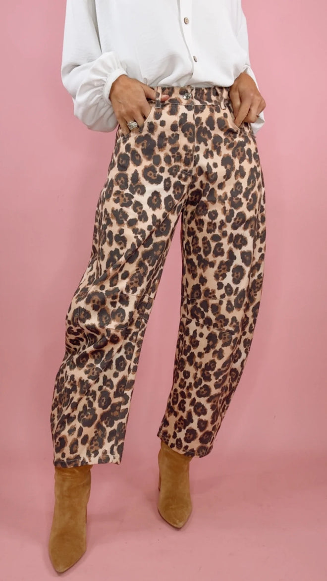 Leopard Barrel Leg Jean