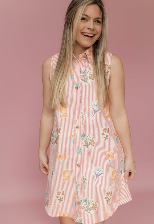 Petal Stripe Mini Dress