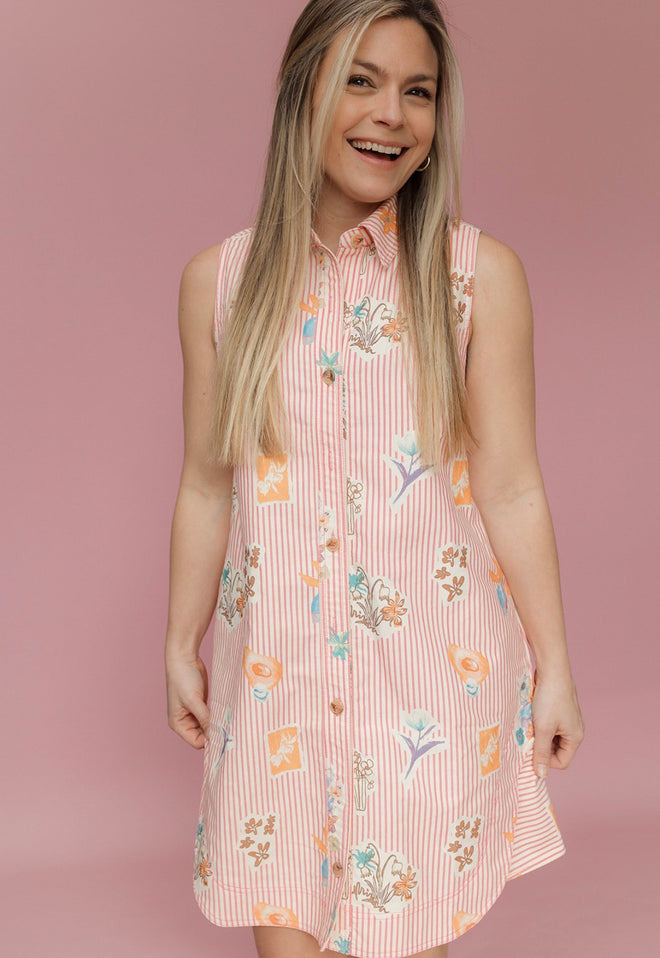 Petal Stripe Mini Dress