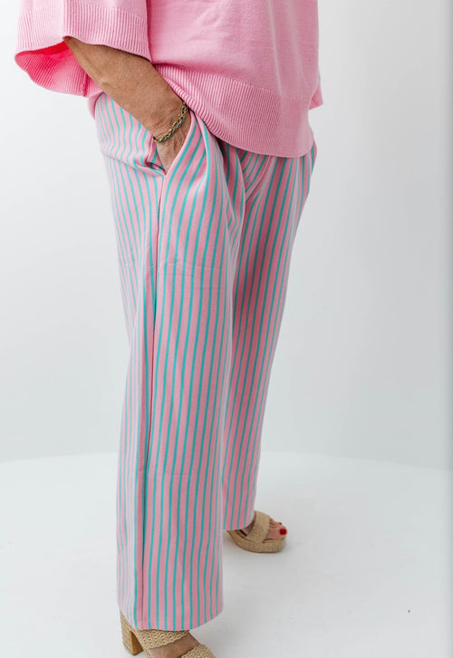 Striped Knit Drawstring Pants