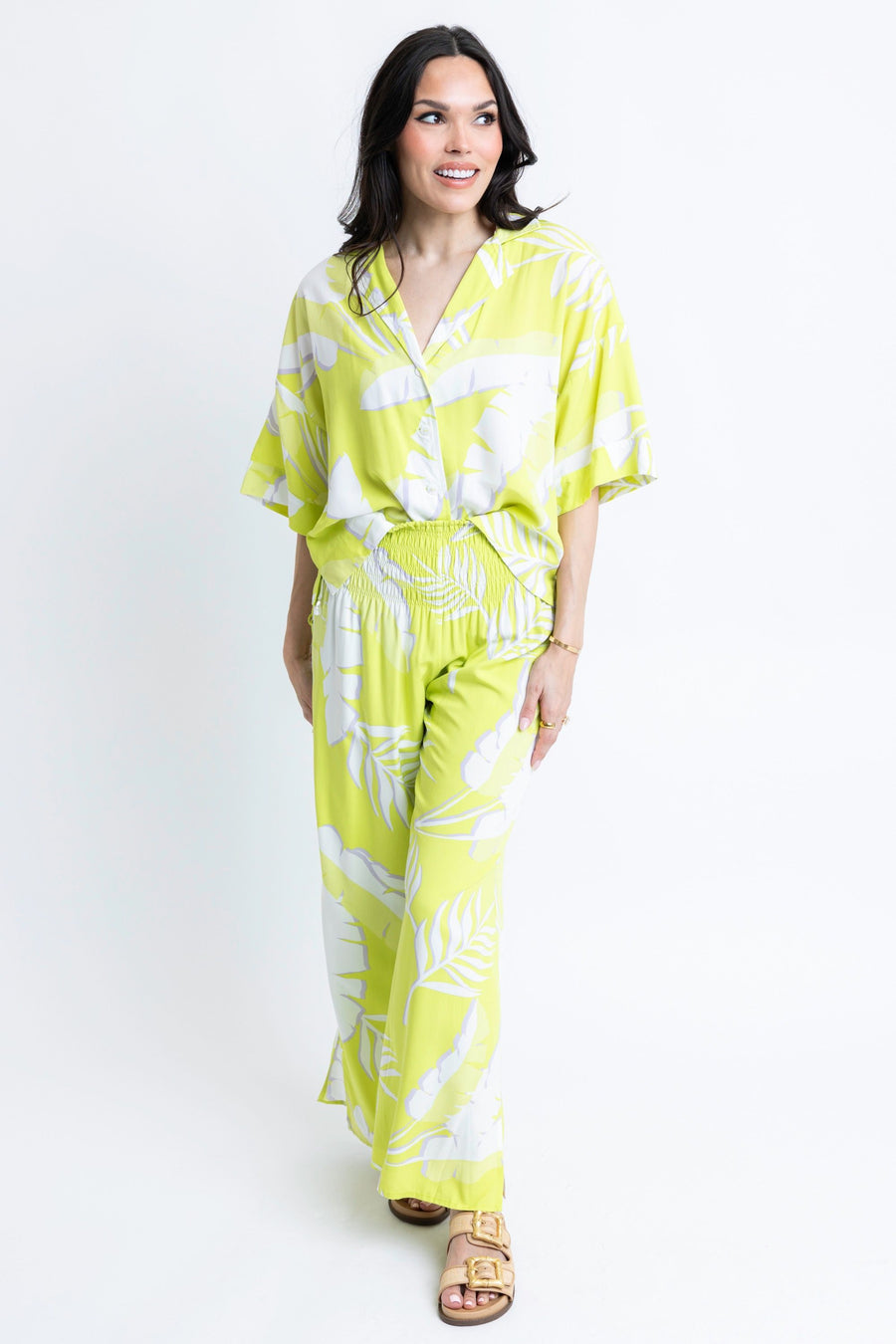 Palm Leaf Smock Pants