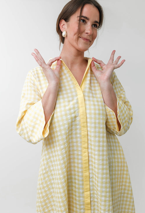 Caroline Lemon Collared Maxi