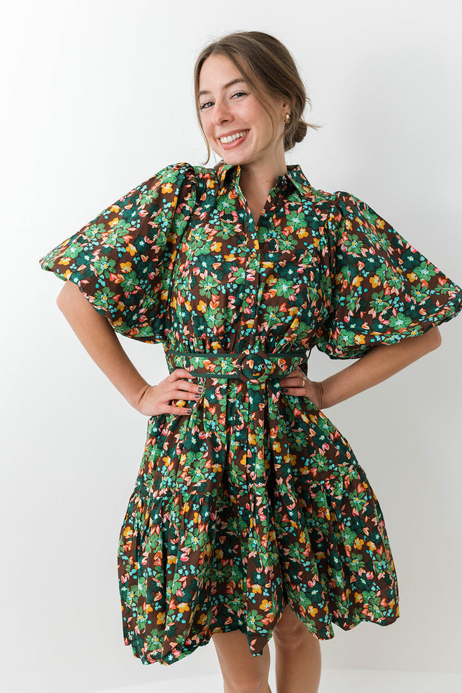 Floral Belted Shirt Dress