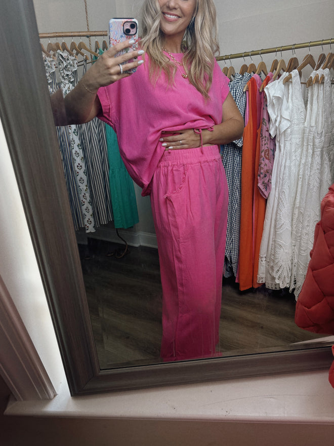 Harlow Frayed Hem Wide-Leg Pants