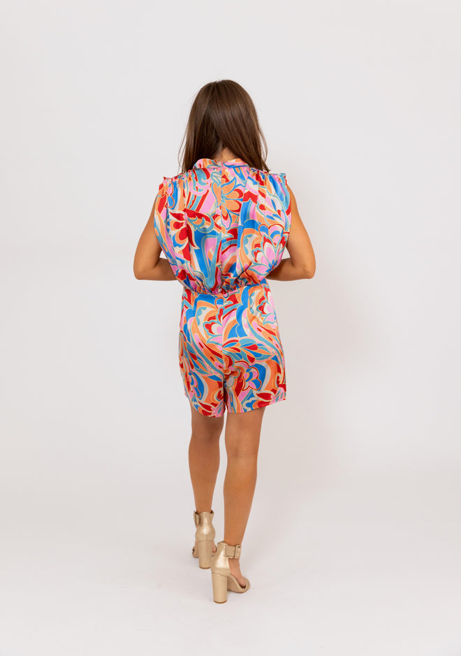 Abstract Satin Romper