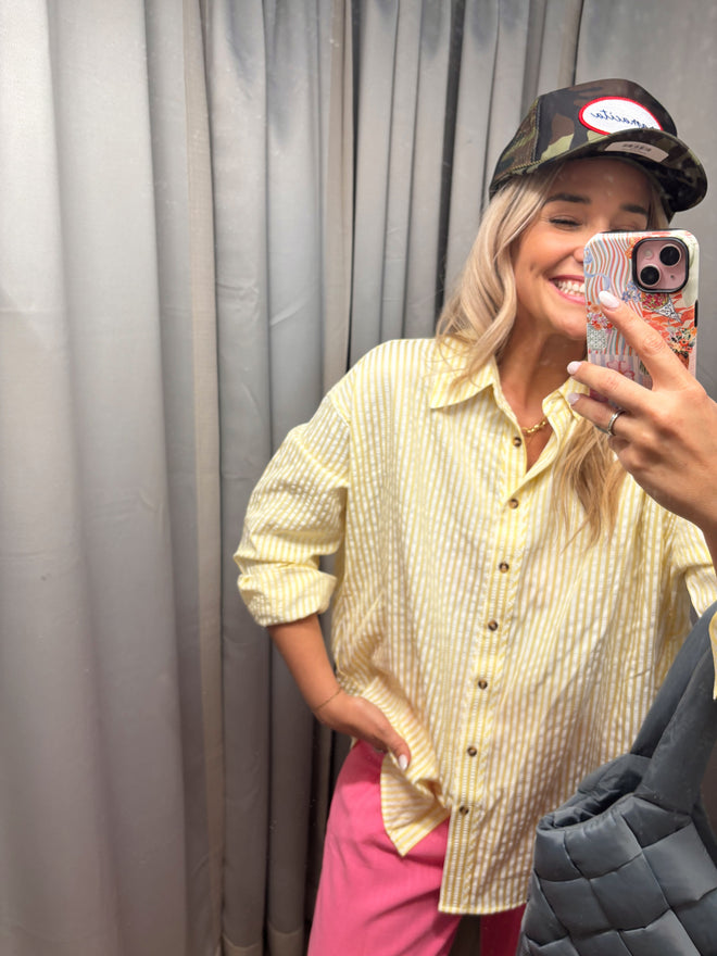 Yellow Seersucker Top