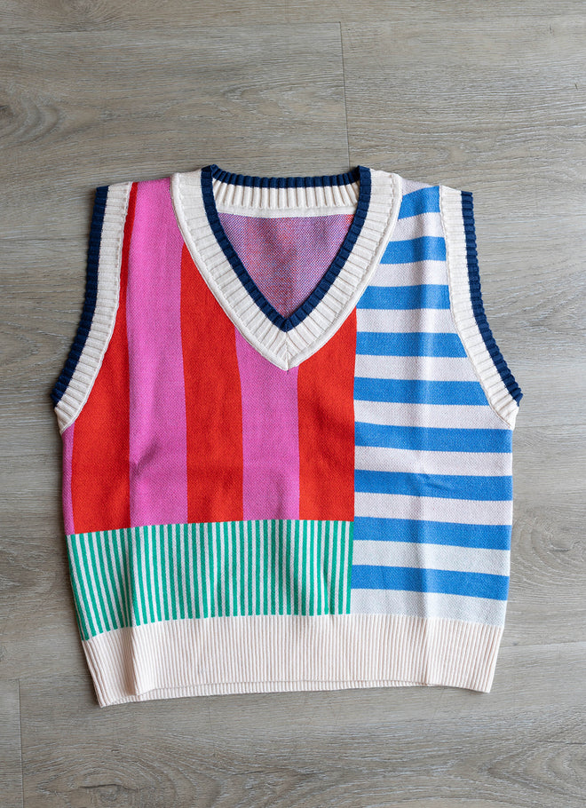 Sleeveless Striped Knit Top