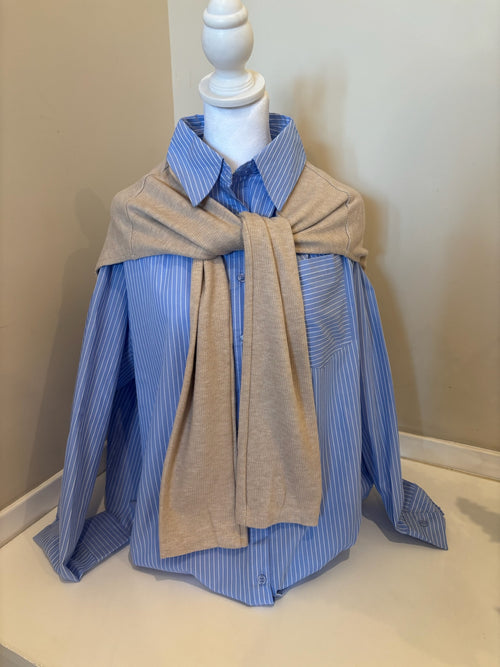 Striped Poplin Button Up￼