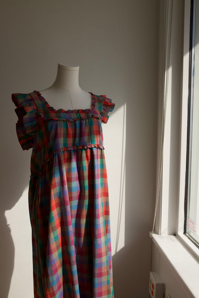 Multicolor Plaid Midi Dress