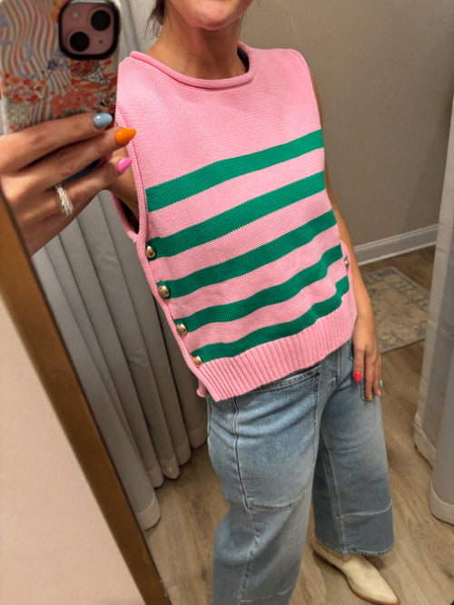 Maris Stripe Button Knit Top