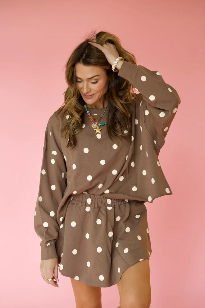 Mocha Polka Dot Crop Top