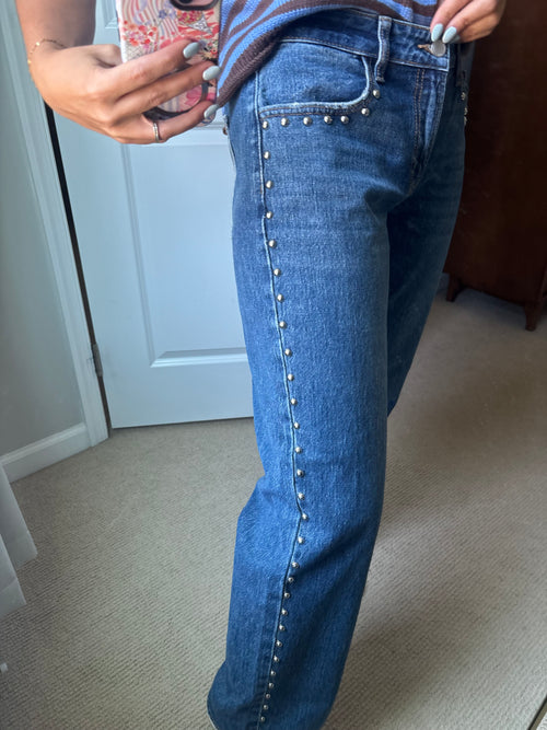 Low Rise Studded Baggy Jean