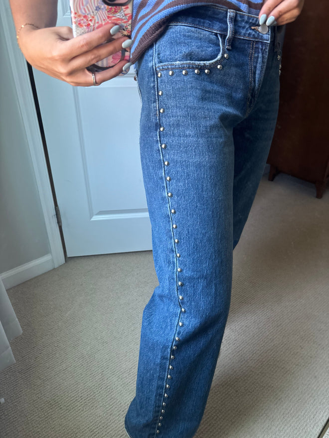 Low Rise Studded Baggy Jean