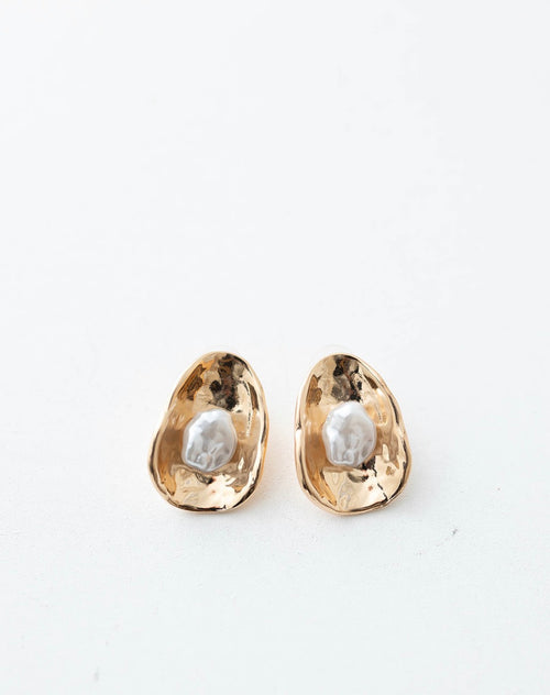 Oval & Pearl Studs
