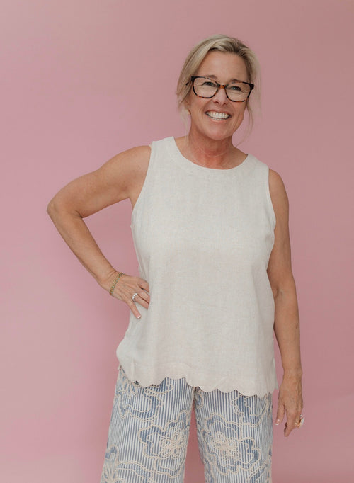 Willow Scallop Linen Top