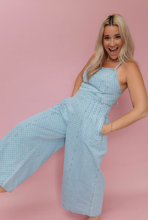 Square Neck Polka Dot Jumpsuit