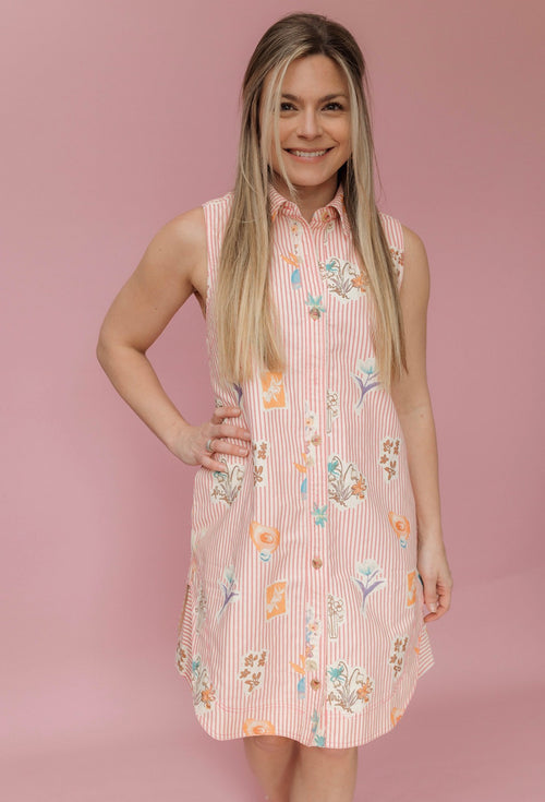 Petal Stripe Mini Dress