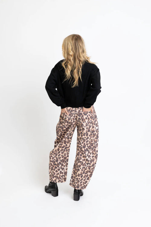 Leopard Barrel Leg Jean