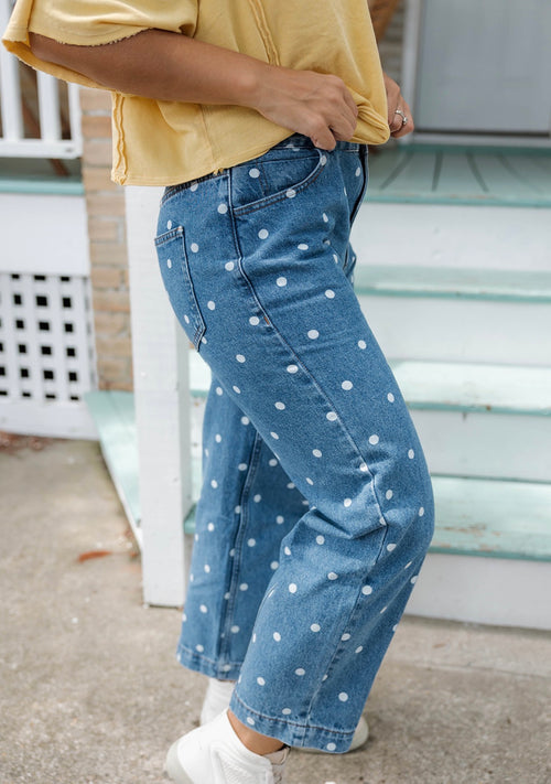 Polka Dot Ankle Jeans