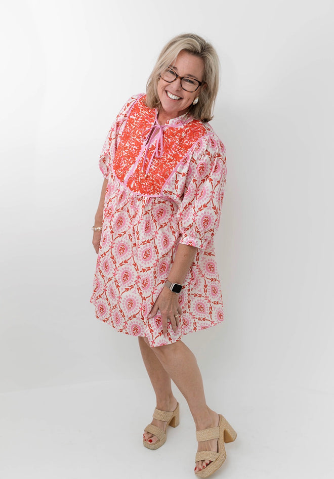 Blushing Beauty Mixed Print Dress