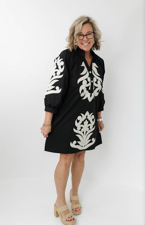 Baroque Blue Shift Dress