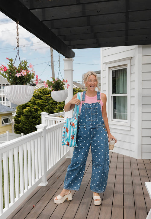 Denim Polka Dot Barrel Jumpsuit