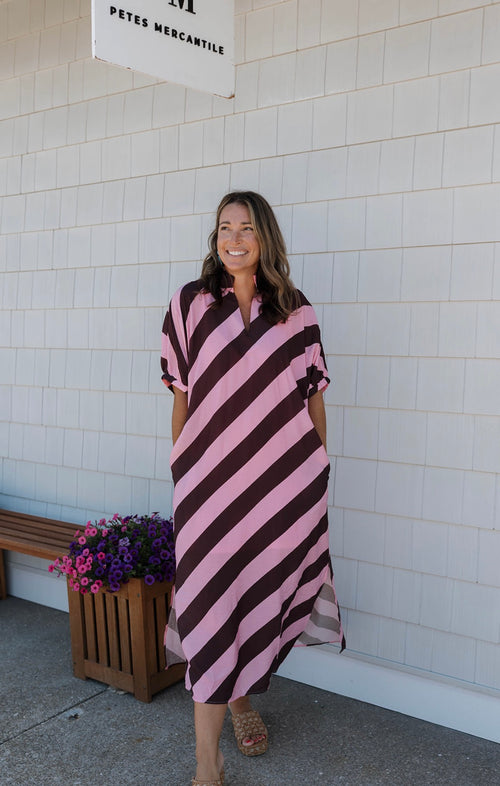 Crossline Stripe Midi Dress